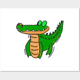 Cute Alligator Drawing Posters and Art